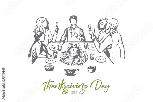 Thanksgiving day concept sketch. Isolated vector illustration