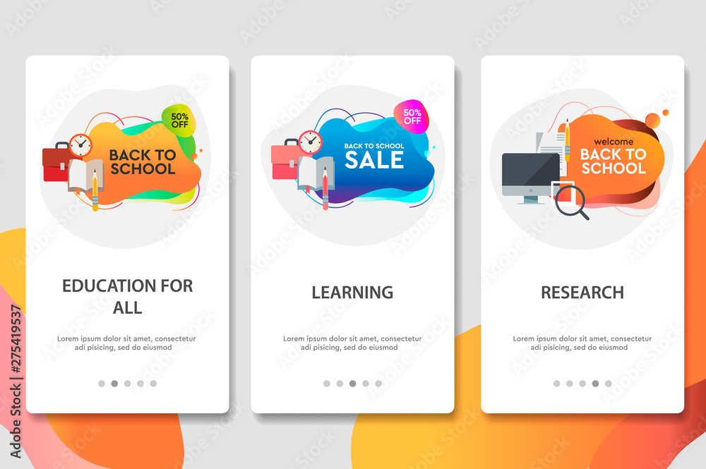 Web site onboarding screens. Online education. Digital internet ...