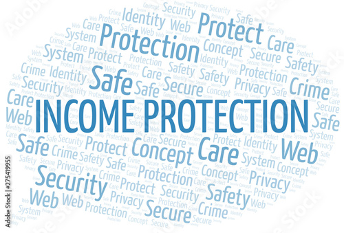 Income Protection word cloud. Wordcloud made with text only.