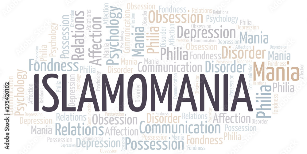 Fototapeta premium Islamomania word cloud. Type of mania, made with text only.