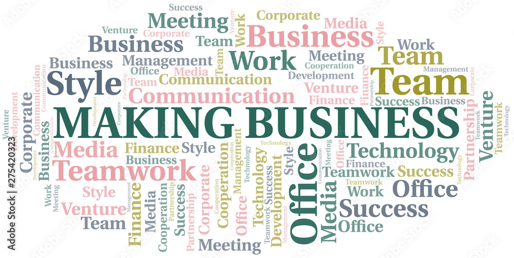 Making Business word cloud. Collage made with text only. Making Business word cloud. Collage made with text only.