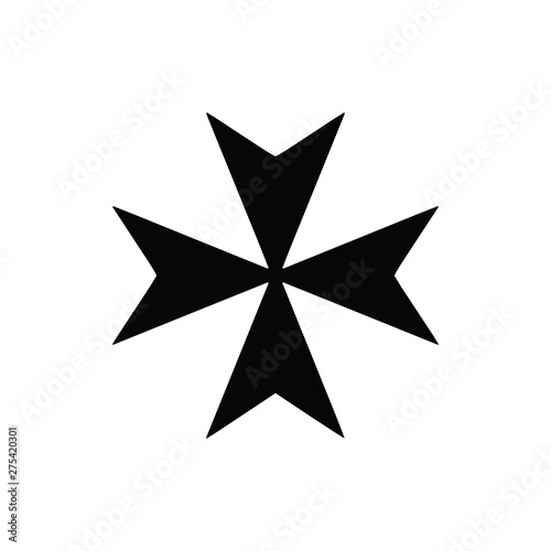 Vector high quality icon. Classic simple flat style catholic Malta black cross symbol isolated on white background. Religion and faith vector editable icon 