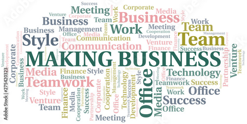 Making Business word cloud. Collage made with text only.