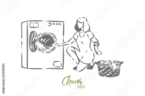 Chores concept sketch. Isolated vector illustration