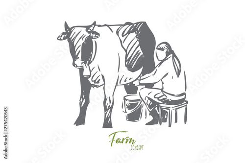Cattle concept sketch. Isolated vector illustration