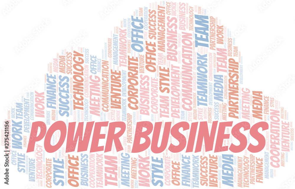 Obraz premium Power Business word cloud. Collage made with text only.