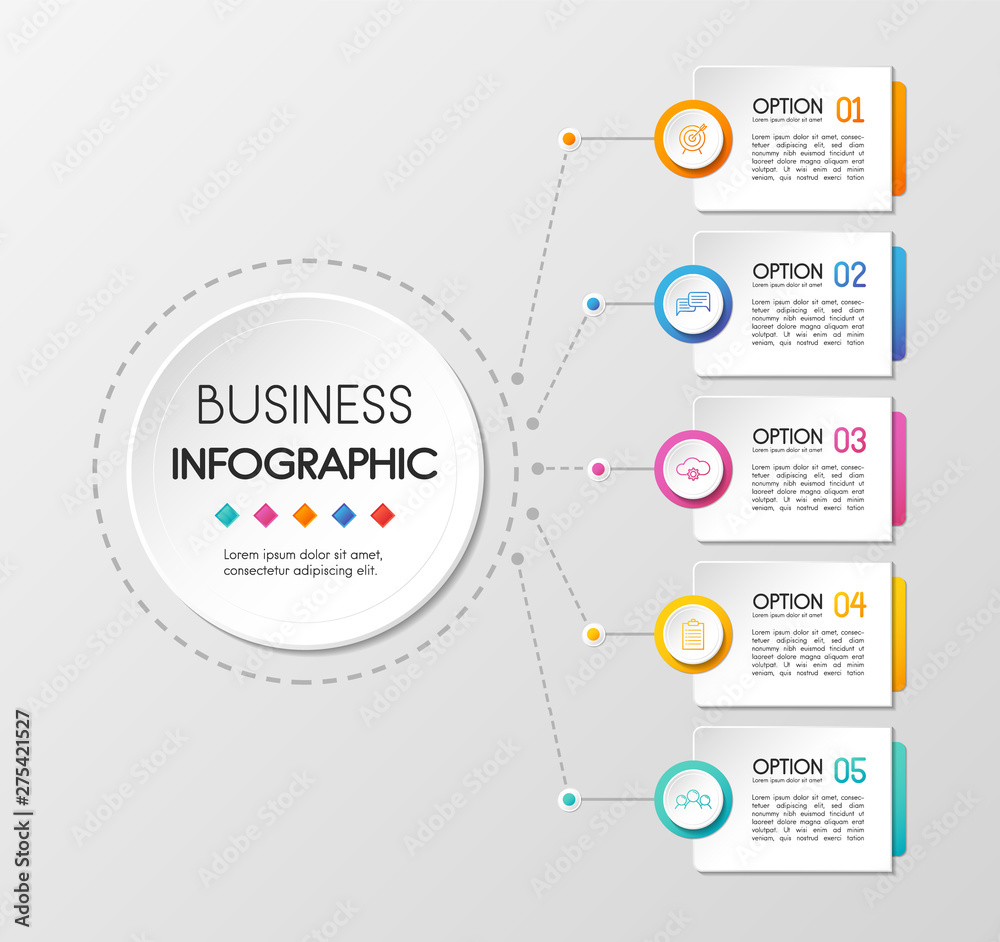 Business circle infographic with 5 options. Vector Business circle infographic with 5 options. Vector