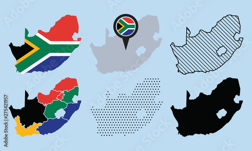 South Africa Map Vector Set