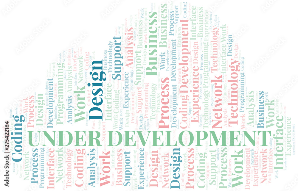 Fototapeta premium Under Development word cloud. Wordcloud made with text only.