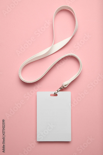 Blank badge mockup isolated on pink background. Corporate design.