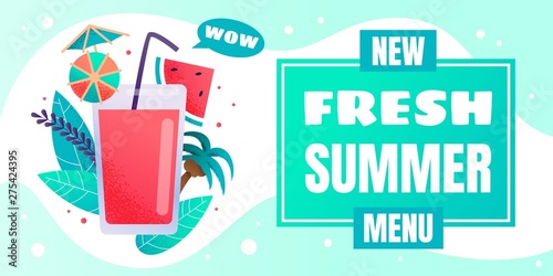 Advertising Menu Banner with Fresh Juicy Drink
