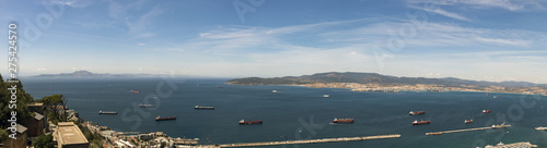 Gibraltar rock view over the sea and to Africa coastline