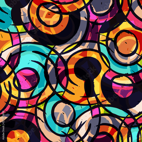 Bright abstract geometric pattern in graffiti style quality illustration for your design