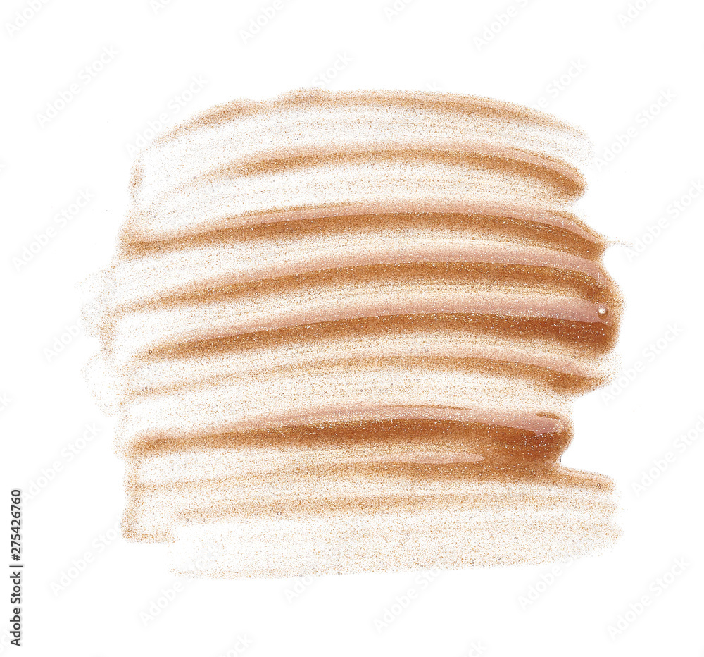 Fototapeta premium Smears and texture of gold lip gloss isolated on white background