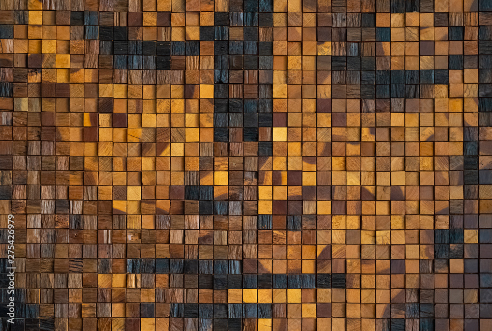 Fototapeta premium Pattern of Wall made from Wooden block