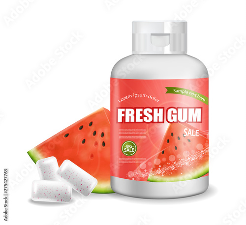 Chewing gum Vector realistic. Product placement detailed label design. Packag...
