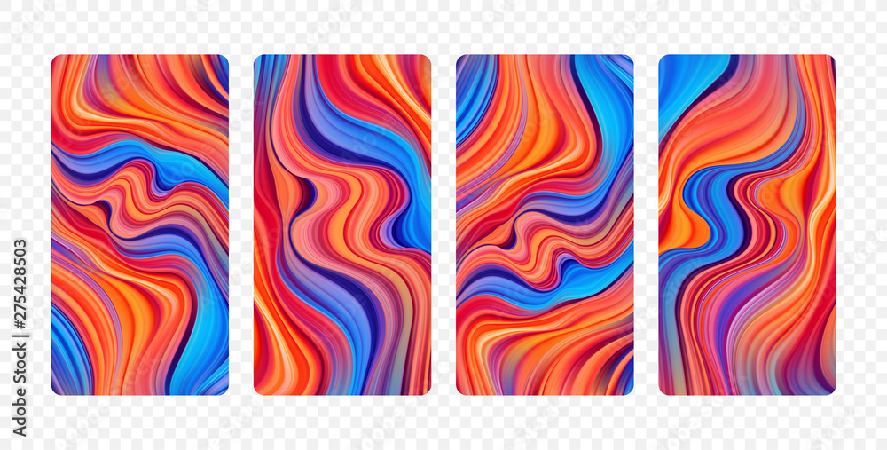 Set of abstract colorful flow backgrounds. Modern screen design for app.