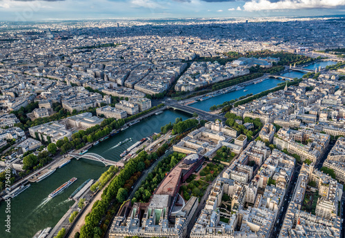 France, 7th and 16th arrondissements of Paris, view from the Eiffel Tower (Palais Galliera, Palais de Tokyo, musee du quai Branly, Holy Trinity Orthodox Cathedral, Seine river, passerelle Debilly, pont de l'Alma)