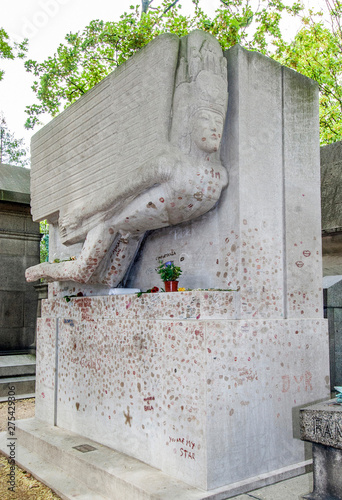 France, 20th arrondissement of Paris, Pere Lachaise Cemetery, funerary monument of the Irish writer Oscar Wilde  (1854-1900) photo