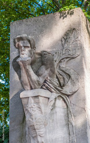 France, 14th arrondissement of Paris, Montparnasse Cemetery, cenotaph of the poet Charles Baudelaire (1821-1867) photo