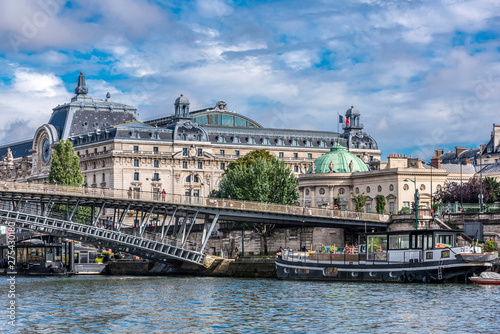 France, 7th arrondissement of Paris, passerelle Leopold Sedar Senghor over the Seine river, musee d'Orsay and musee de la Legion d'Honneur photo