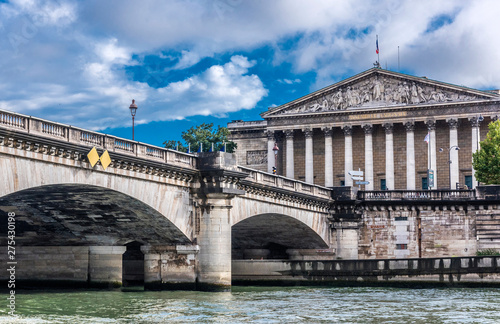 France, 7th arrondissement of Paris, pont de la Concorde over the Seine river, Palais Bourbon ( French National Assembly)