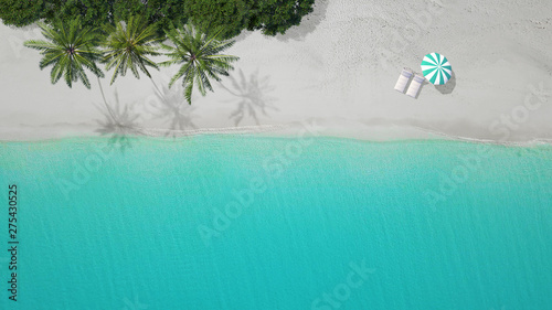 3D-Illustration aerial view of sandy beach. exuma bahamas