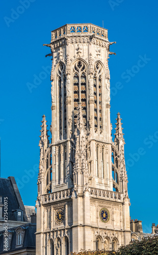 France, Paris, 1st arrondissement, Place du Louvre, belfry of the City Hall of the arrondissement (architect Jacques Hittorff, 19th century) photo