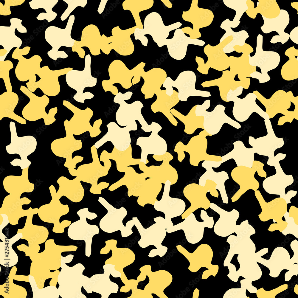 Urban UFO camouflage of various shades of black and yellow colors Urban UFO camouflage of various shades of black and yellow colors