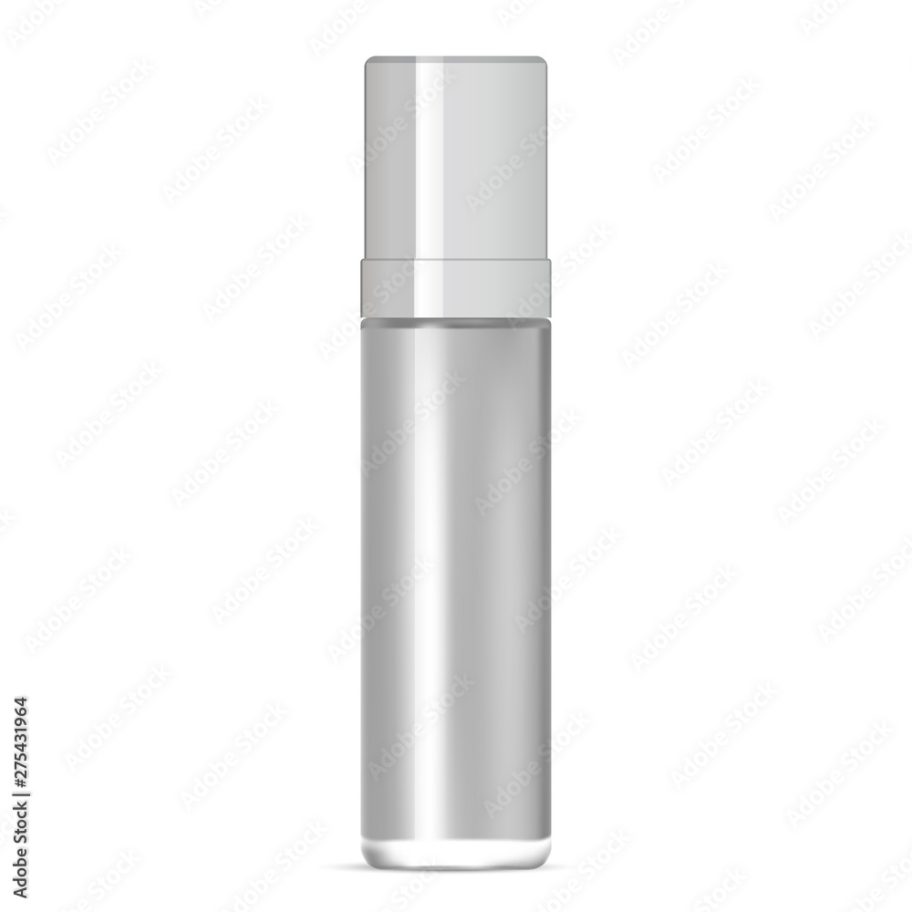 Glass Bottle. Serum Package Design. 3d Mockup Template. Skin Care Essence Package Concept. 3d Illustration for Advertizing Banner. Elegant White Perfume Container. Collection Concept.