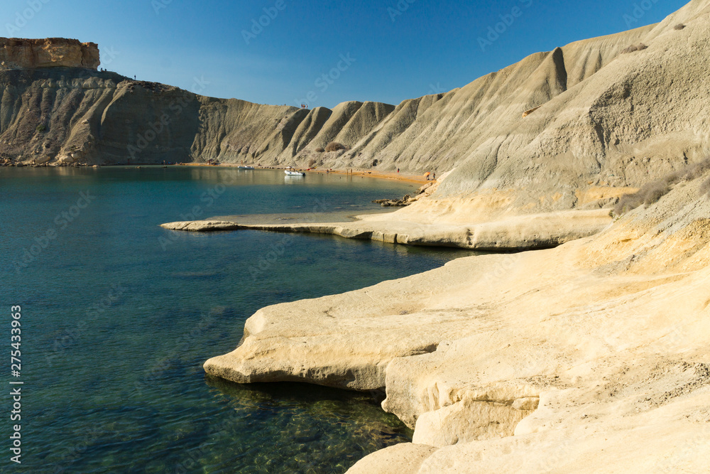 Golden sandstone beach of Clay Cliffs, Malta