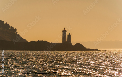 France, Brittany, Goulet de Brest, Plouzane, Petit Minou lighthouse (1848) and old tower of the semaphore of the national navy photo