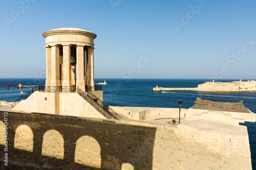 Siege Bell Memorial in harbour of Valletta, Malta 