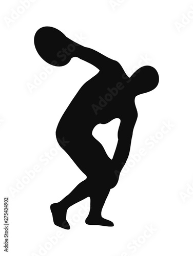 Discus thrower black silhouette vector illustration isolated