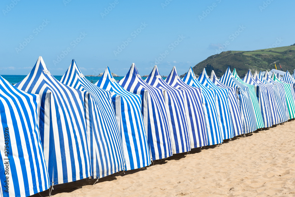 Beach tents In Zarautz, Basque Country, Spain