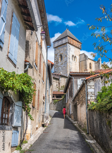 France, Piedmont of the Pyrenees, Haute Garonne, Saint Bertrand de Comminges, street leading to the cathedral Sainte-Marie (11th-16th century) Saint James way (UNESCO World Heritage) (Most Beautiful Village in France) photo