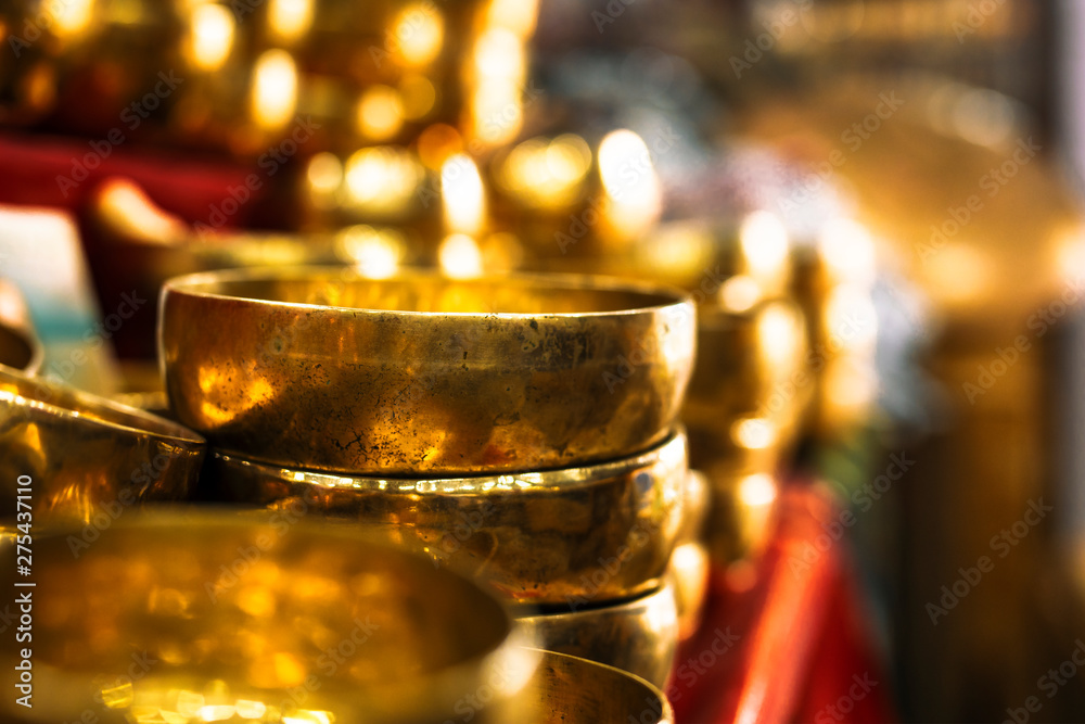 Traditional Tibetan singing bowls for spiritual practice