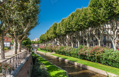 France, Occitania, Eastern Pyrenees, Perpignan, the canalized Têt river photo