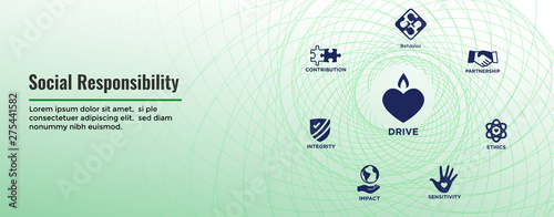 CSR-Corporate Social Responsibility Outline Icon Set - Web Header Banner