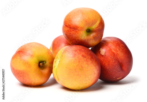 ripe peach on white background