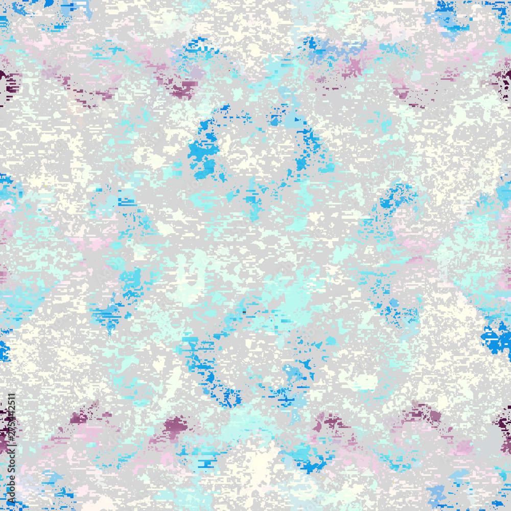 Fototapeta premium Abstract seamless pattern with grunge dirty texture and vintage ornament. Vector image.