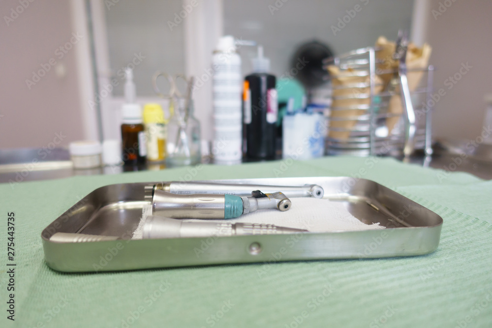 dental instruments in the office prepared for work