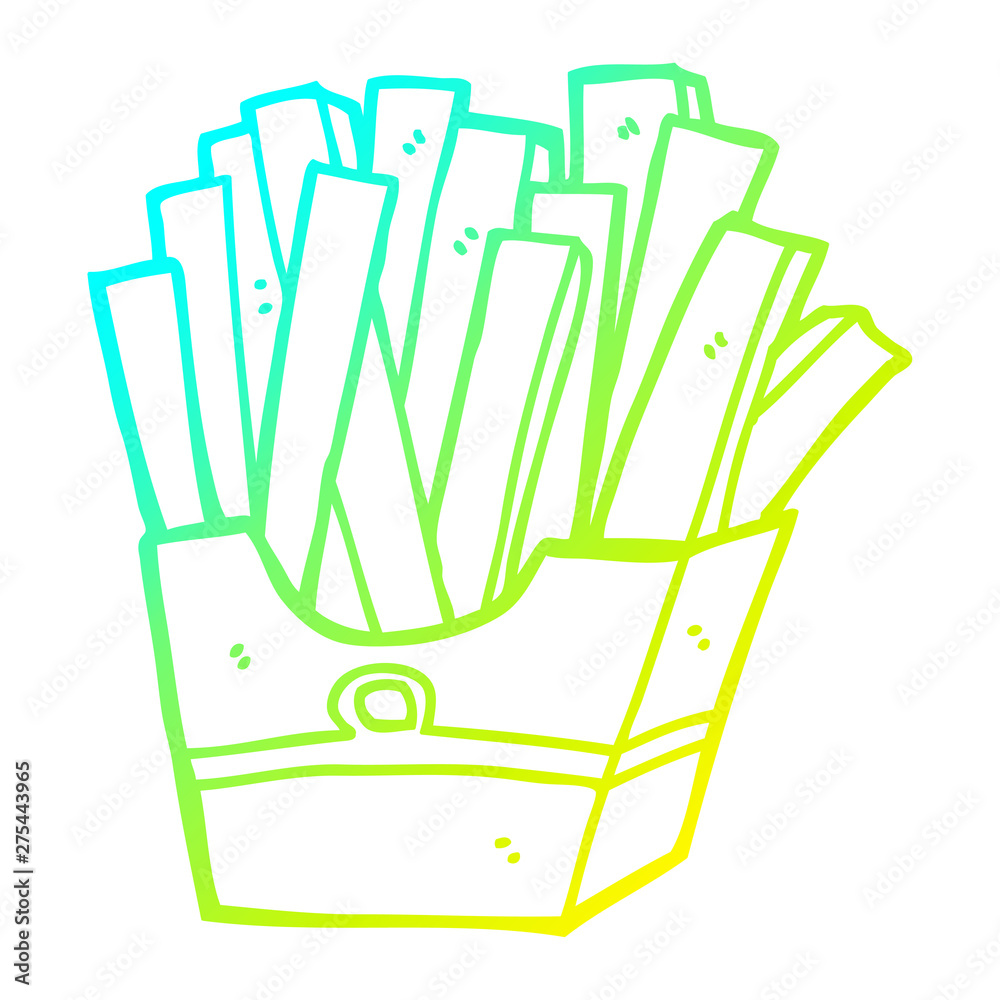 cold gradient line drawing cartoon fries cold gradient line drawing cartoon fries