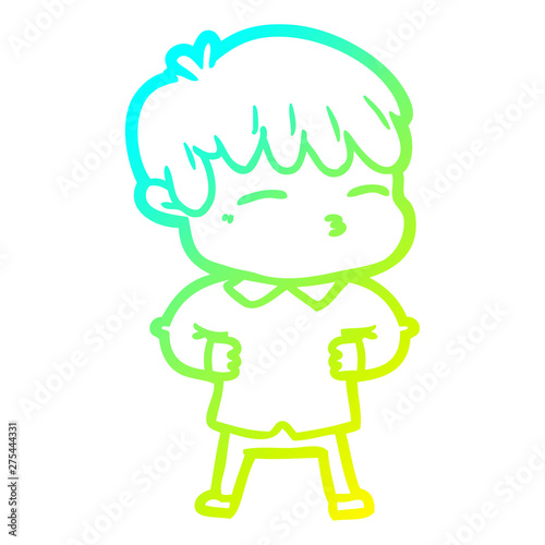 cold gradient line drawing cartoon curious boy