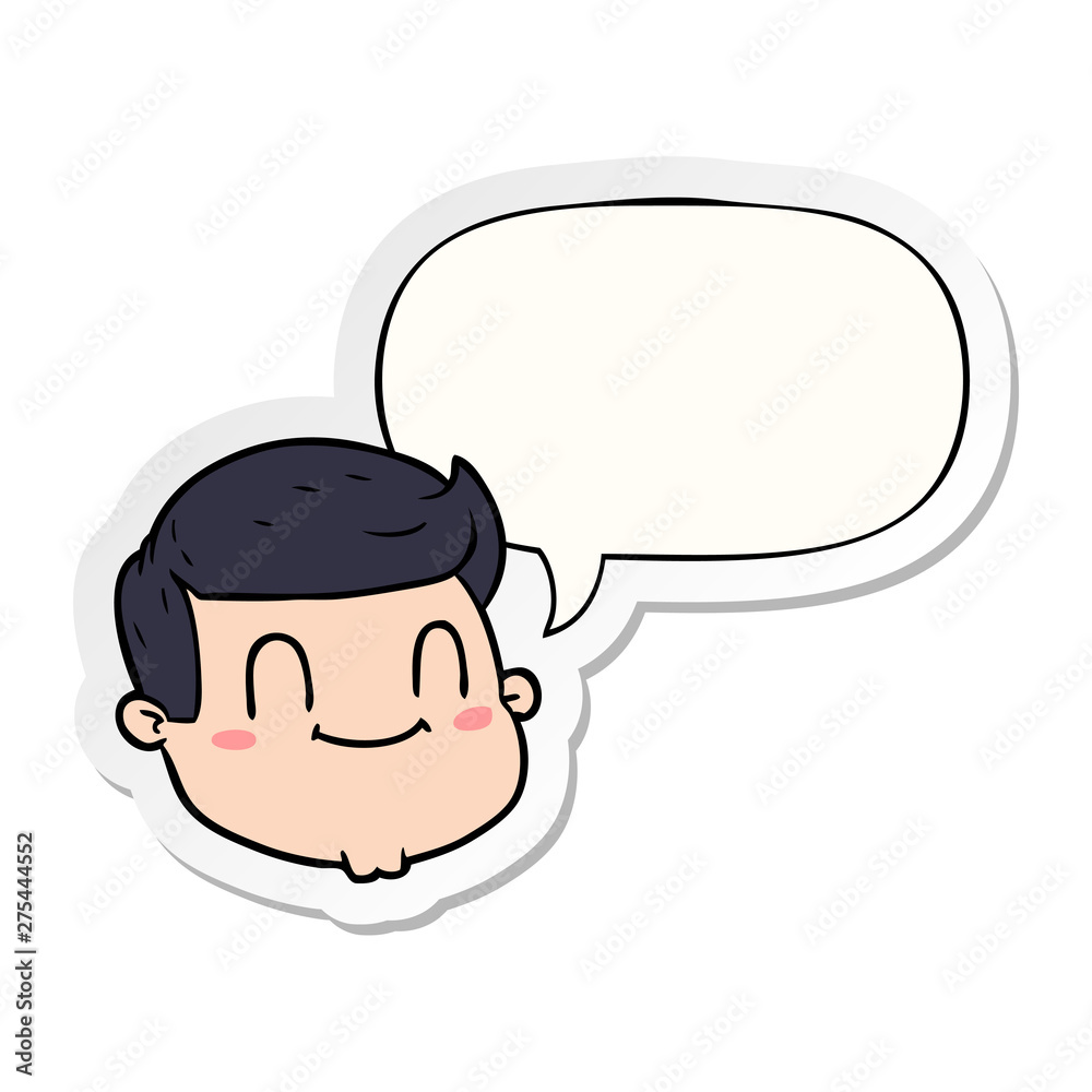 cartoon male face and speech bubble sticker cartoon male face and speech bubble sticker
