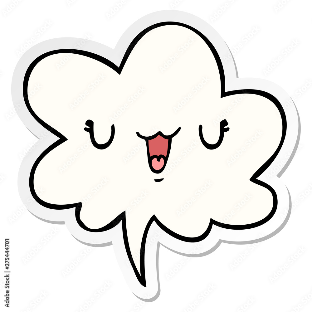 cute happy cartoon face and speech bubble sticker cute happy cartoon face and speech bubble sticker