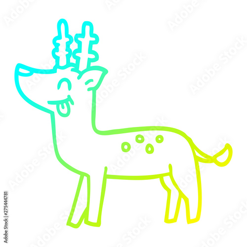 cold gradient line drawing cartoon happy deer