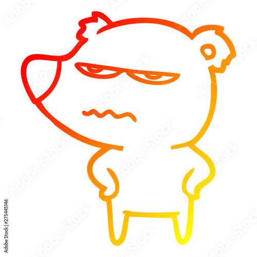 warm gradient line drawing angry bear polar cartoon