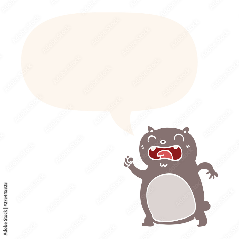 cartoon cat and speech bubble in retro style cartoon cat and speech bubble in retro style