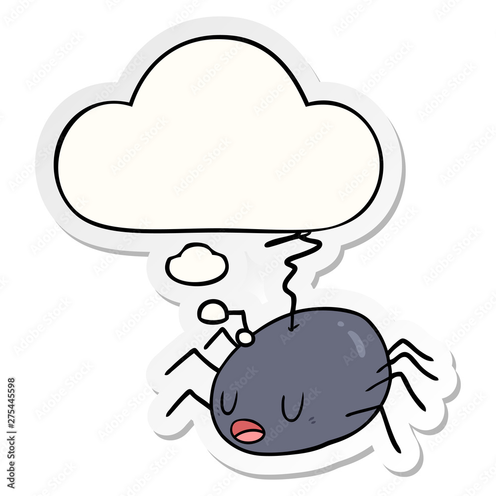 cartoon spider and thought bubble as a printed sticker cartoon spider and thought bubble as a printed sticker
